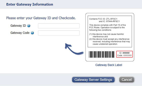 Enter Gateway Information to Unlock