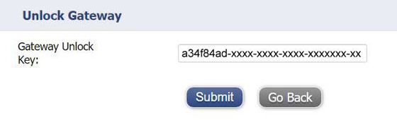 Enter Gateway Unlock Key from Email After Purchase