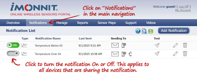 Turn a notification on or off